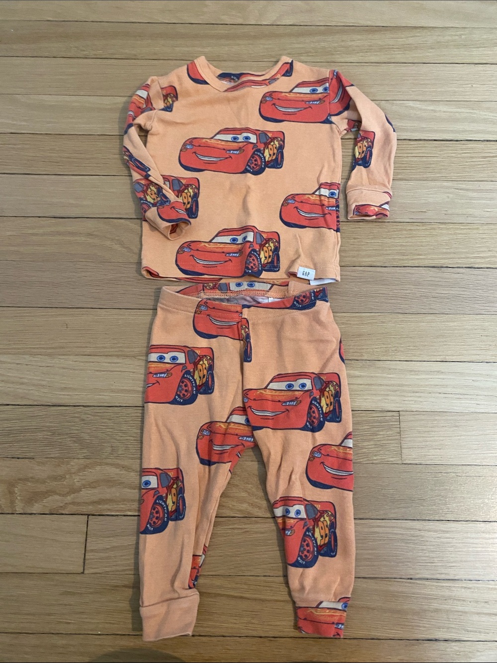 GAP Baby Pixar Cars Printed Pajama Set - Peach and Navy Accents